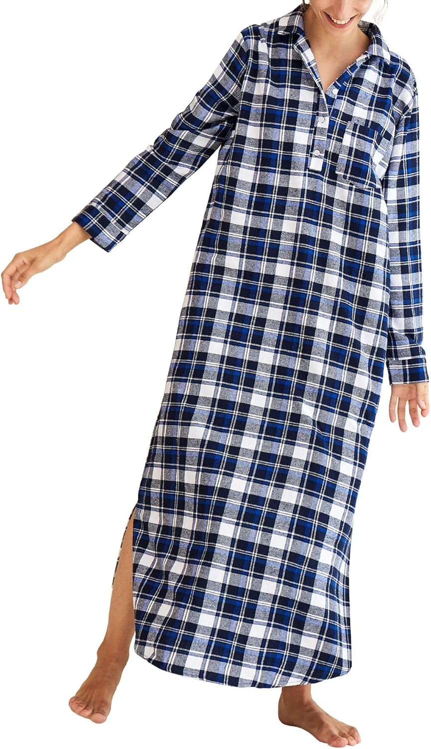 Latuza Women's Plaid Flannel Nightgowns for Cozy Sleepwear