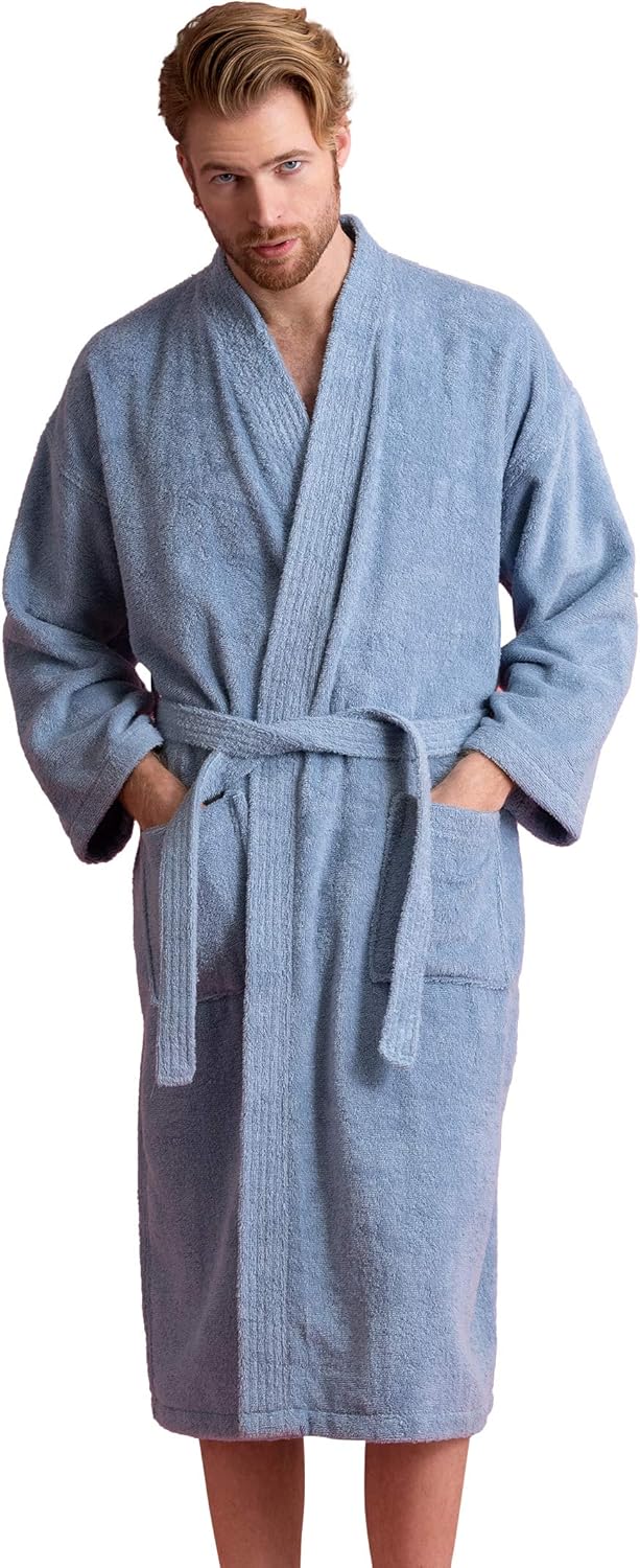 Soft Touch Linen Men's Robe - Premium Turkish Terry Bathrobe