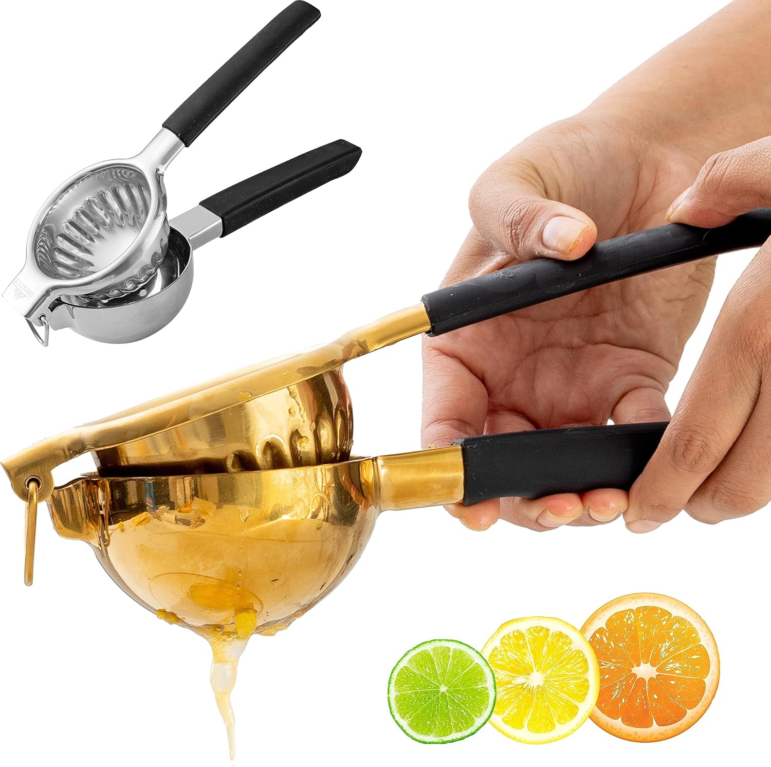 A Bar Above Citrus Juicer Trio - Gold Stainless Steel, Heavy Duty for Cocktails