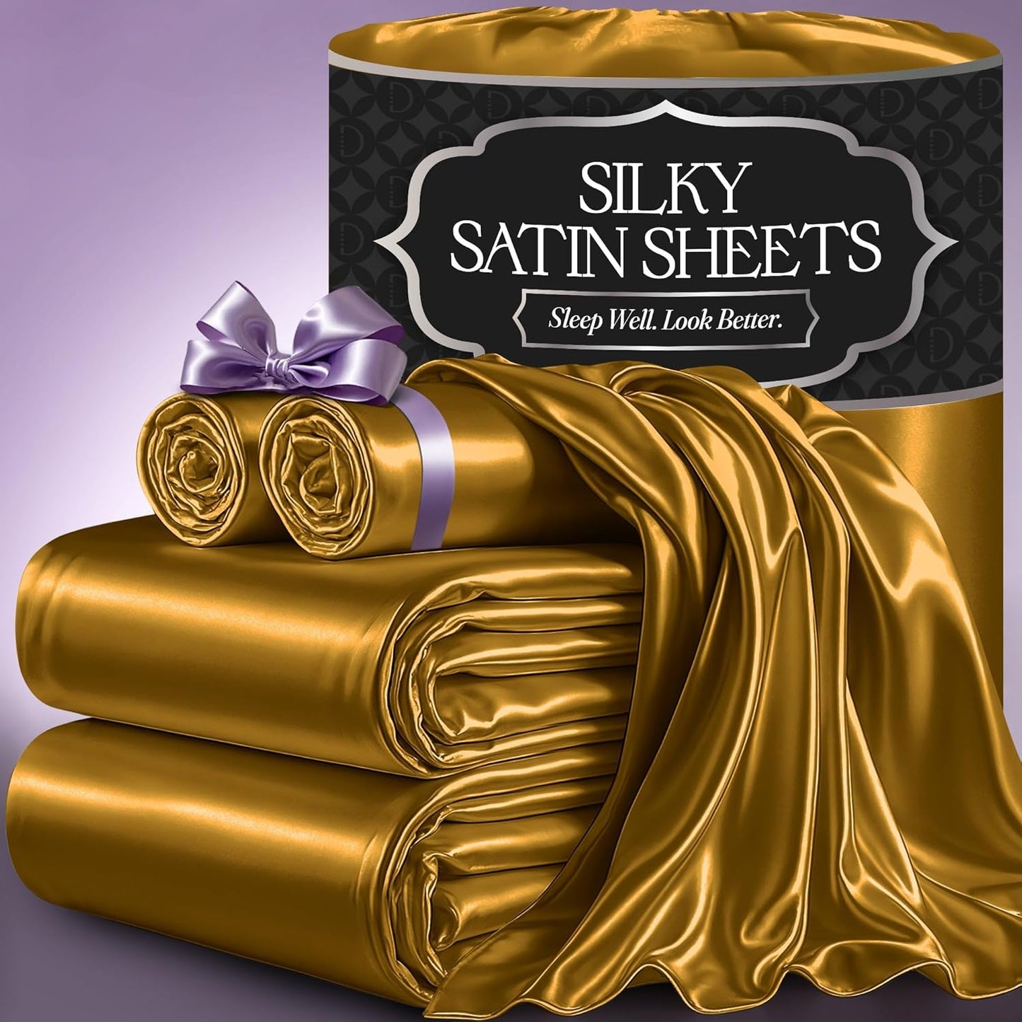Decolure Satin Bed Sheets - Luxury Silky Full Size Bedding Set