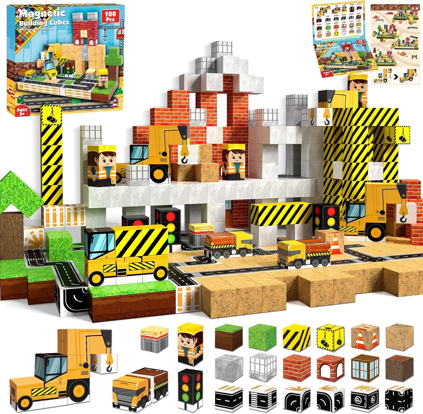 Magnetic Blocks 100PCS Building Set for Kids Ages 3+ Fun Play