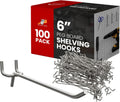 100 Pack PEG BOARD Pegboard Shelving Hooks 6in Length - Bulk Organizer