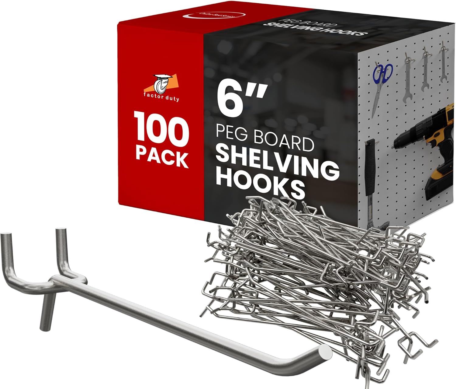 100 Pack PEG Board Hooks for Organizing Tools and Accessories