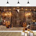 10X10ft Western Cowboy Backdrop Rustic Wood Barn Door Photo Background