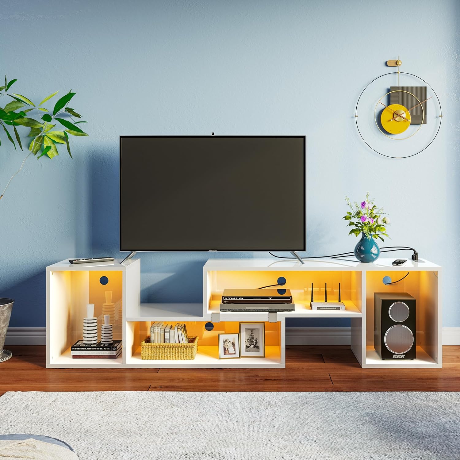 Deformable TV Stand with LED & Power Outlets - The Rolanstar Advantage