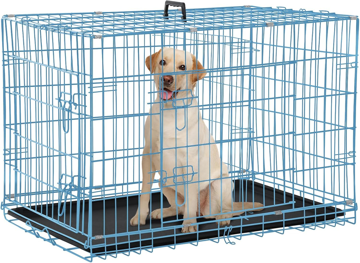 Portable Dog Crate with Double Door Design for Indoor Outdoor Use