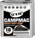 Tarps Heavy Duty Waterproof 12x20 ft 10 Mil - Reversible Silver/Brown