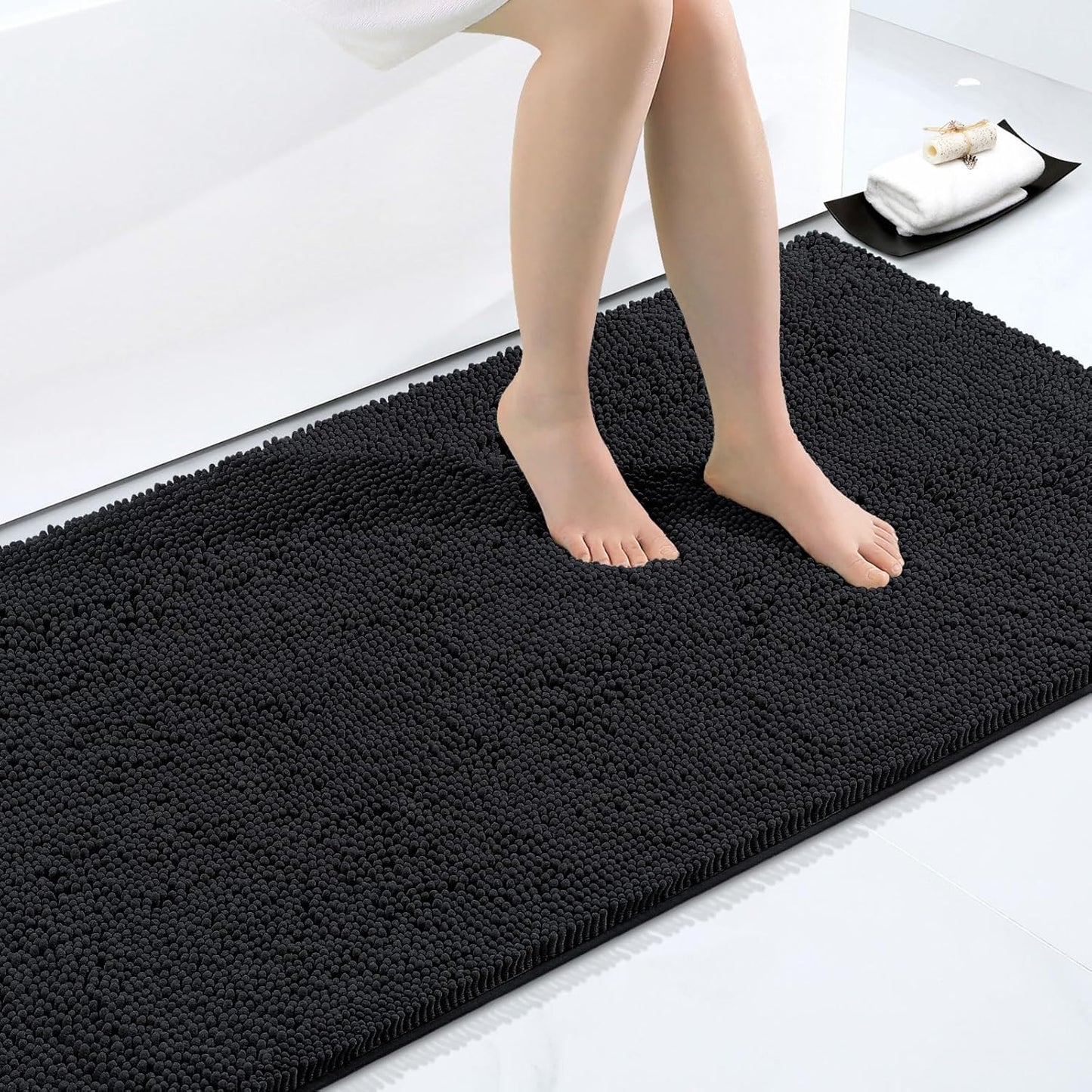 Smiry Luxury Chenille Bathroom Rugs - Soft, Absorbent & Non-Slip