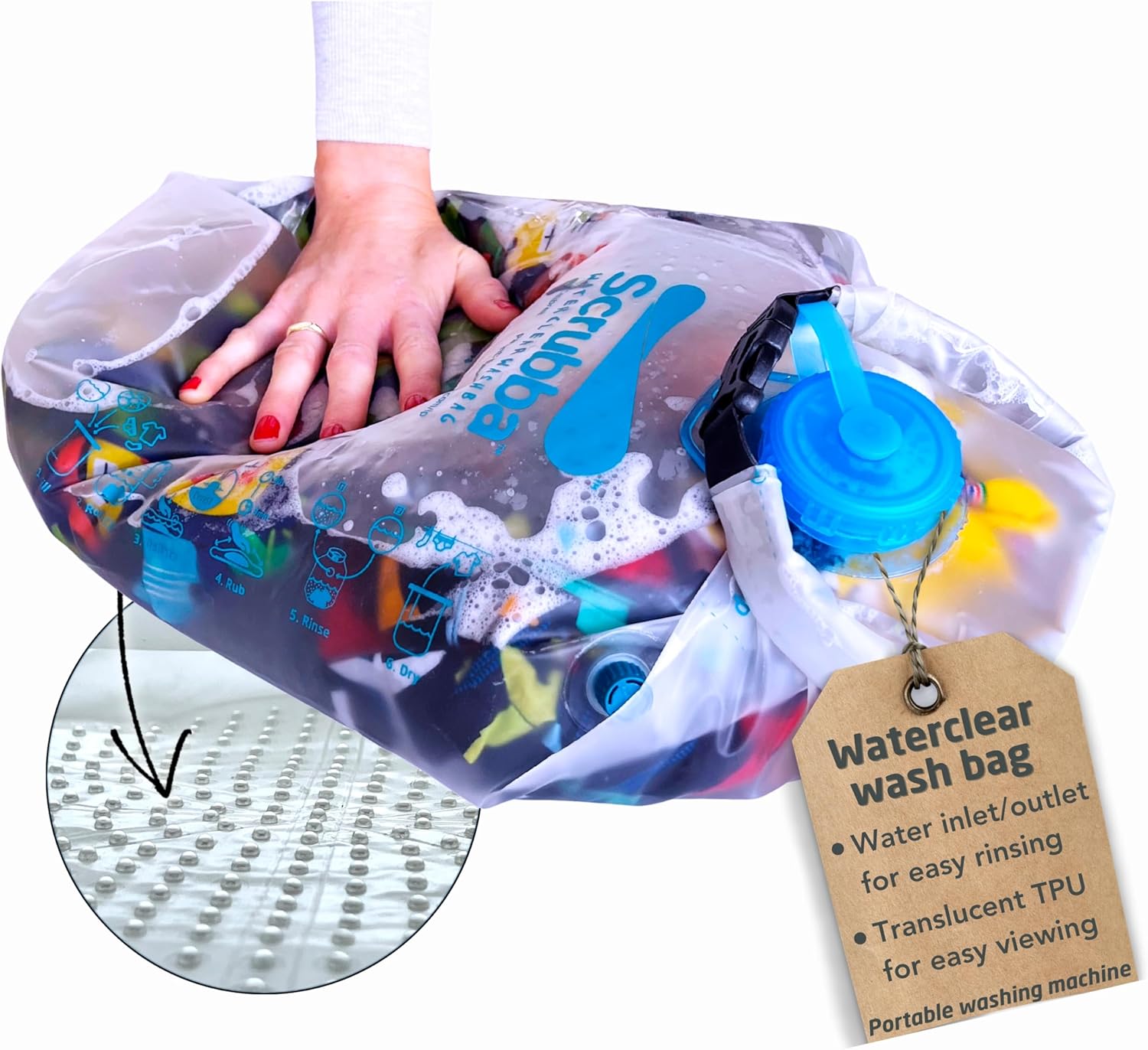 Scrubba Waterclear Wash Bag - Easy Rinsing, Portable Washer - Travel Essential