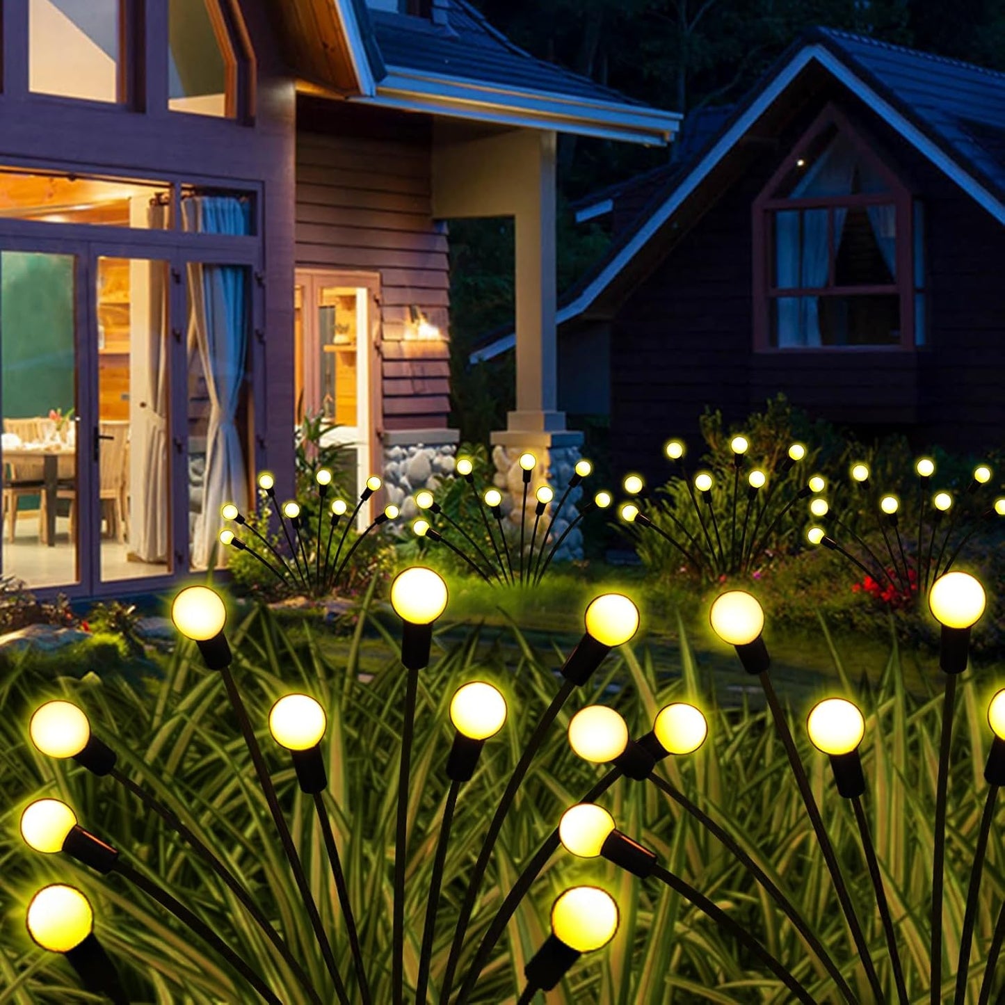 Solar Garden Lights Outdoor - 4 Pack 40 LED Firefly Lights