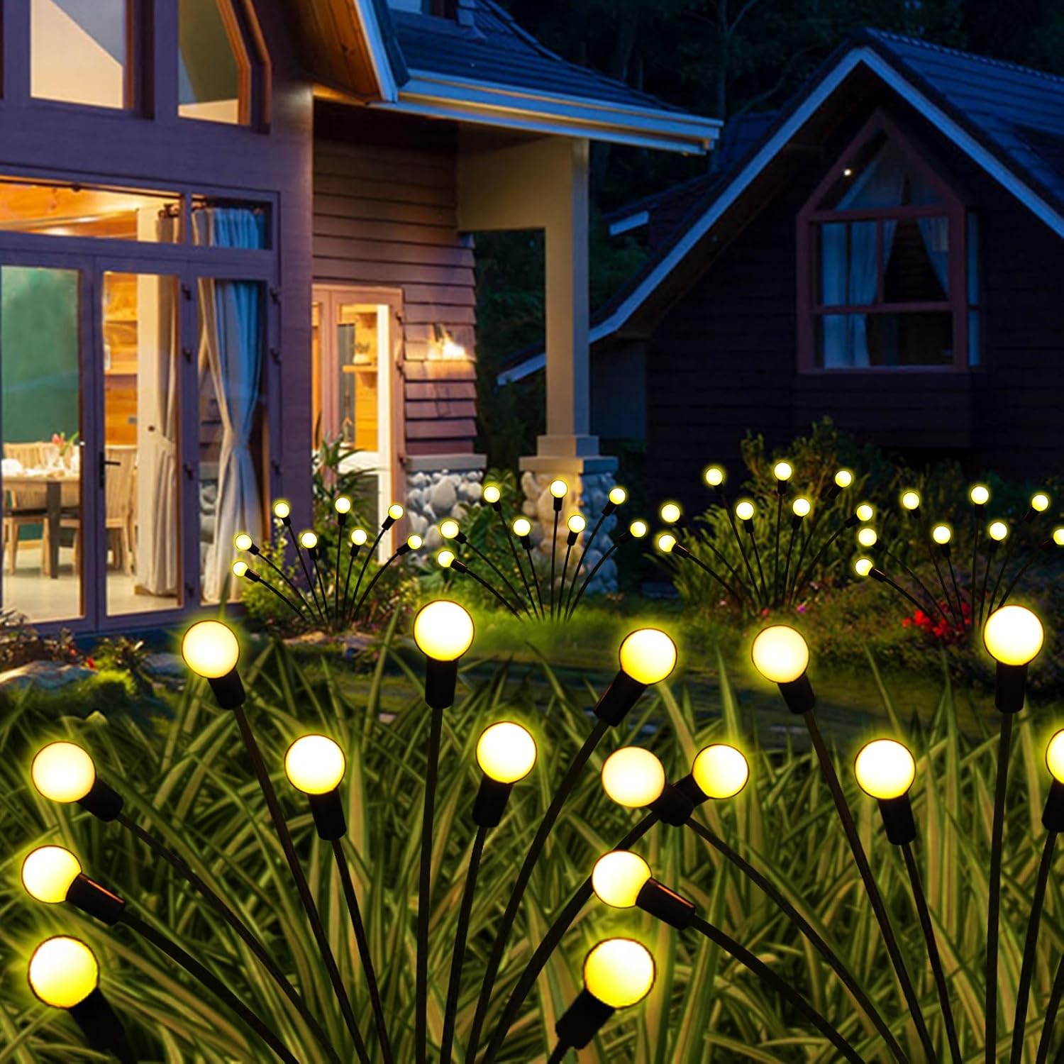 Solar Garden Lights Outdoor - 4 Pack 40 LED Firefly Lights