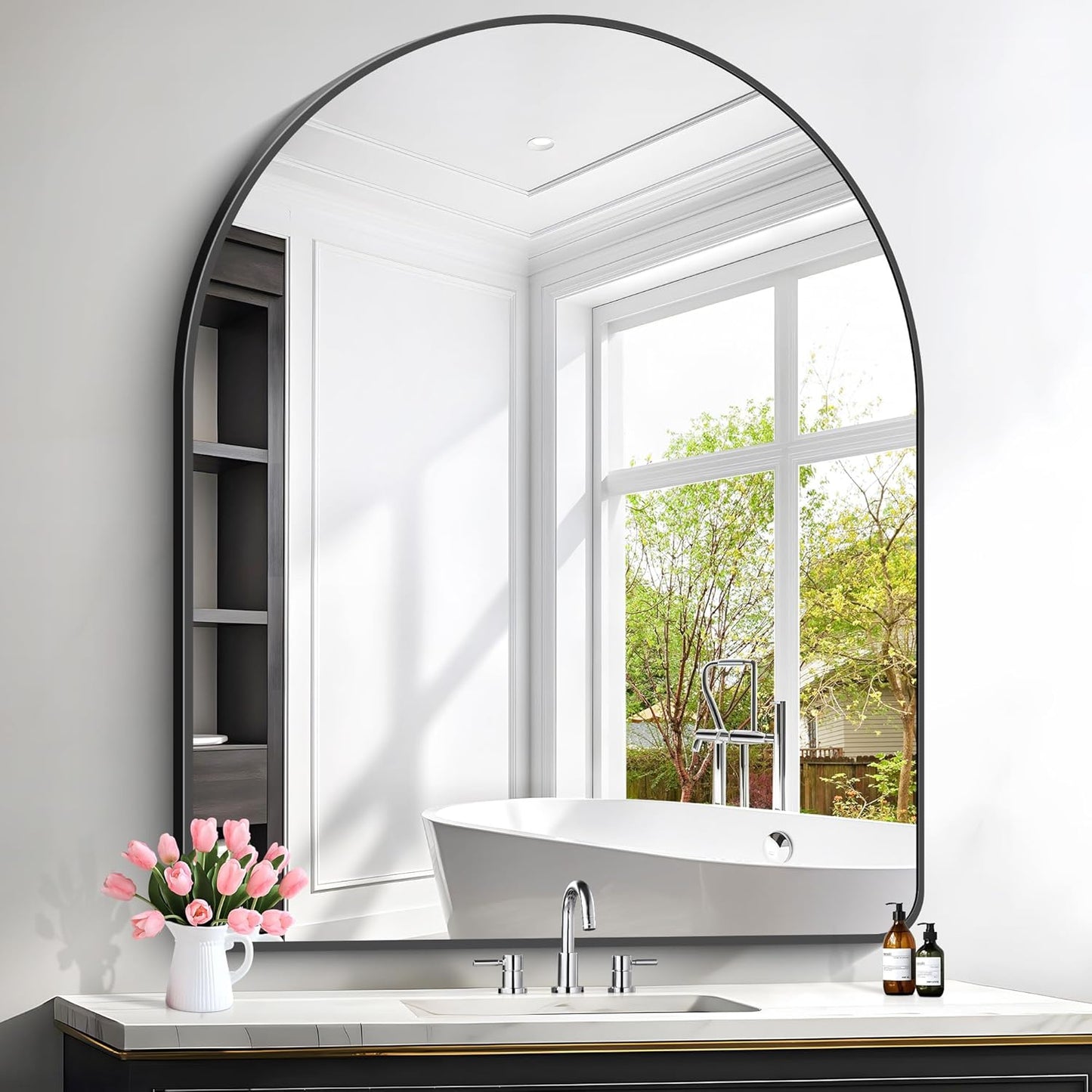 Arched Wall Mirror 40x48 for Elegant Bathroom and Living Room Decor