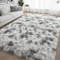 HQAYW 6x9 Fluffy Tie-Dyed Grey White Area Rug - Ultra Soft Plush