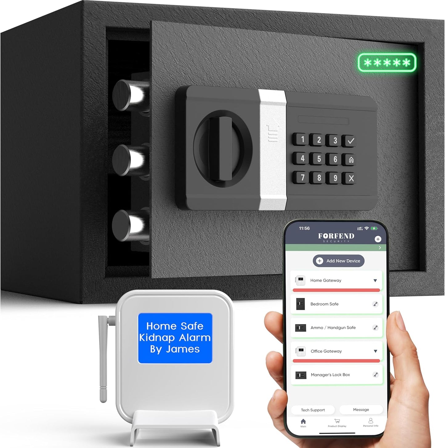 FORFEND Smart Home Safe with WiFi Lock and Alarm Features