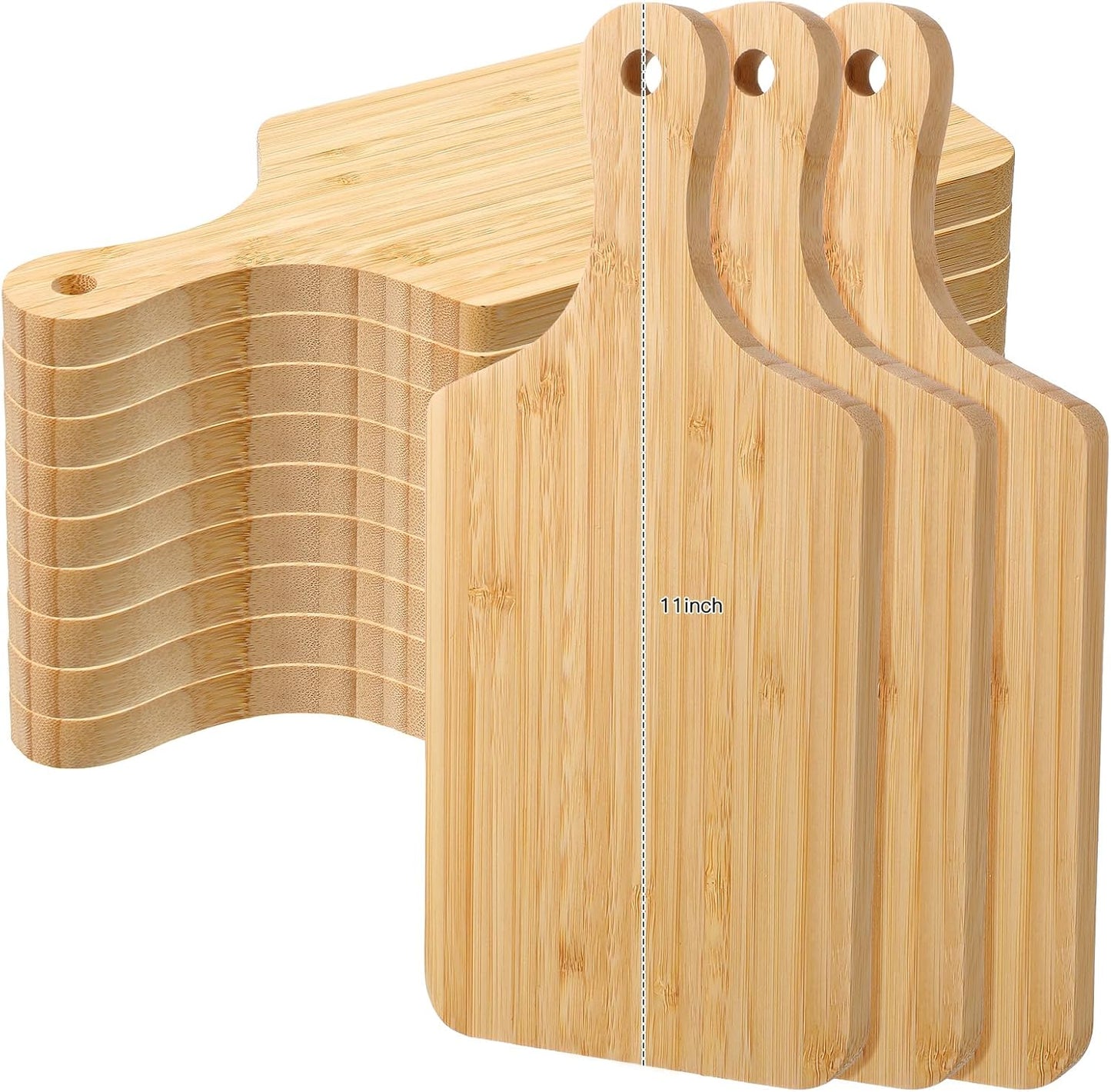 Bamboo Cutting Boards Set of 12 for DIY Crafts and Serving