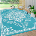 9ftx12ft Reversible Outdoor Rug - Waterproof Plastic Straw Patio Mat