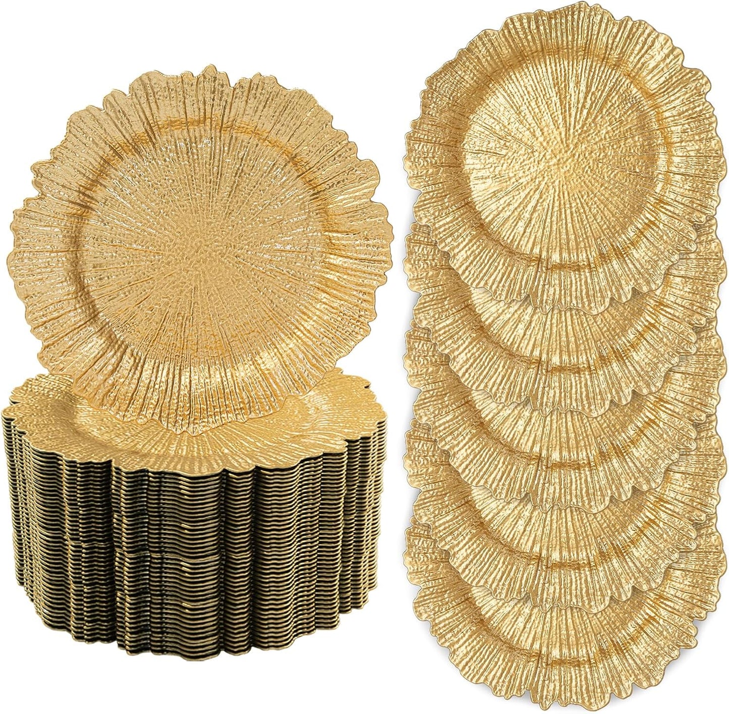 Reef Gold Charger Plates Set of 50 - Elegant Wedding Decor