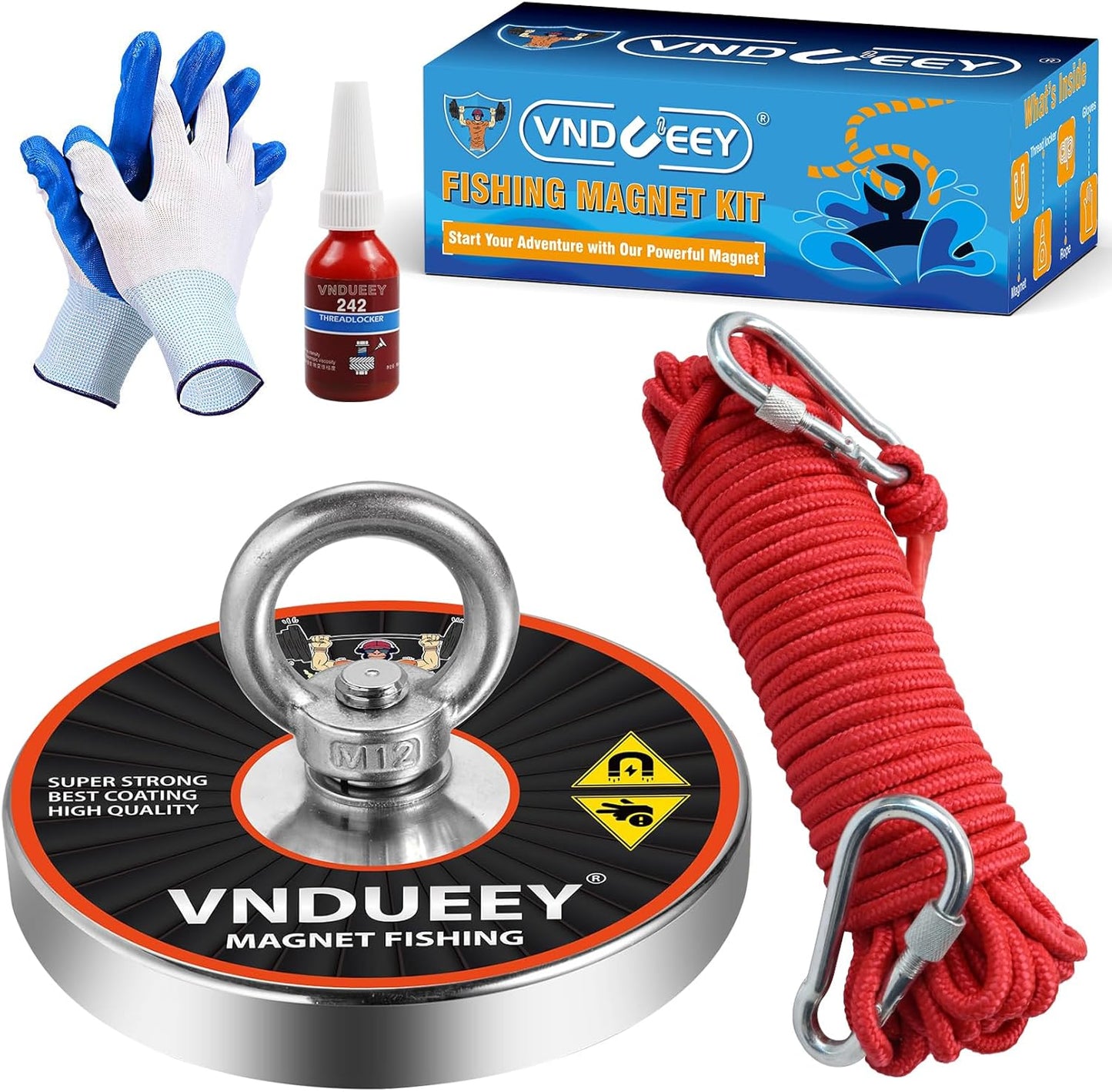 VNDUEEY Magnet Fishing Kit with 1500 LBS Pull Force