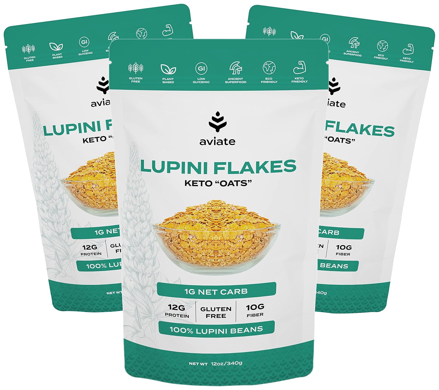 Aviate Lupini Flakes - Keto Friendly Vegan Superfood Delight