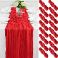 16Pack Red Cheesecloth Table Runner 35x120in - Long Boho Decor