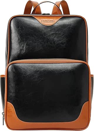 BOSTANTEN Genuine Leather Laptop Backpack for Women 15.6 in