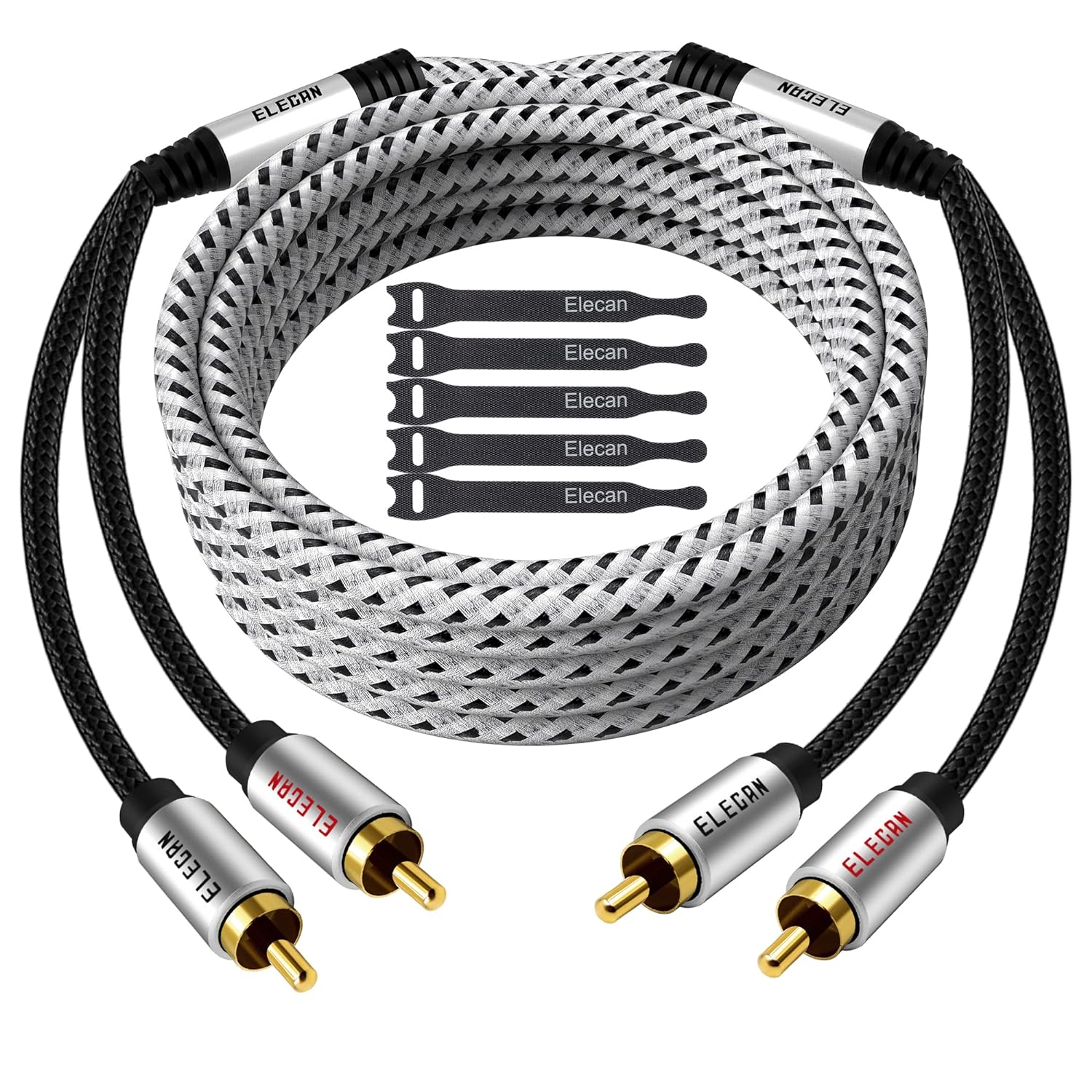 Elecan Premium RCA Cable 100 Ft for Hi-Fi Sound Quality