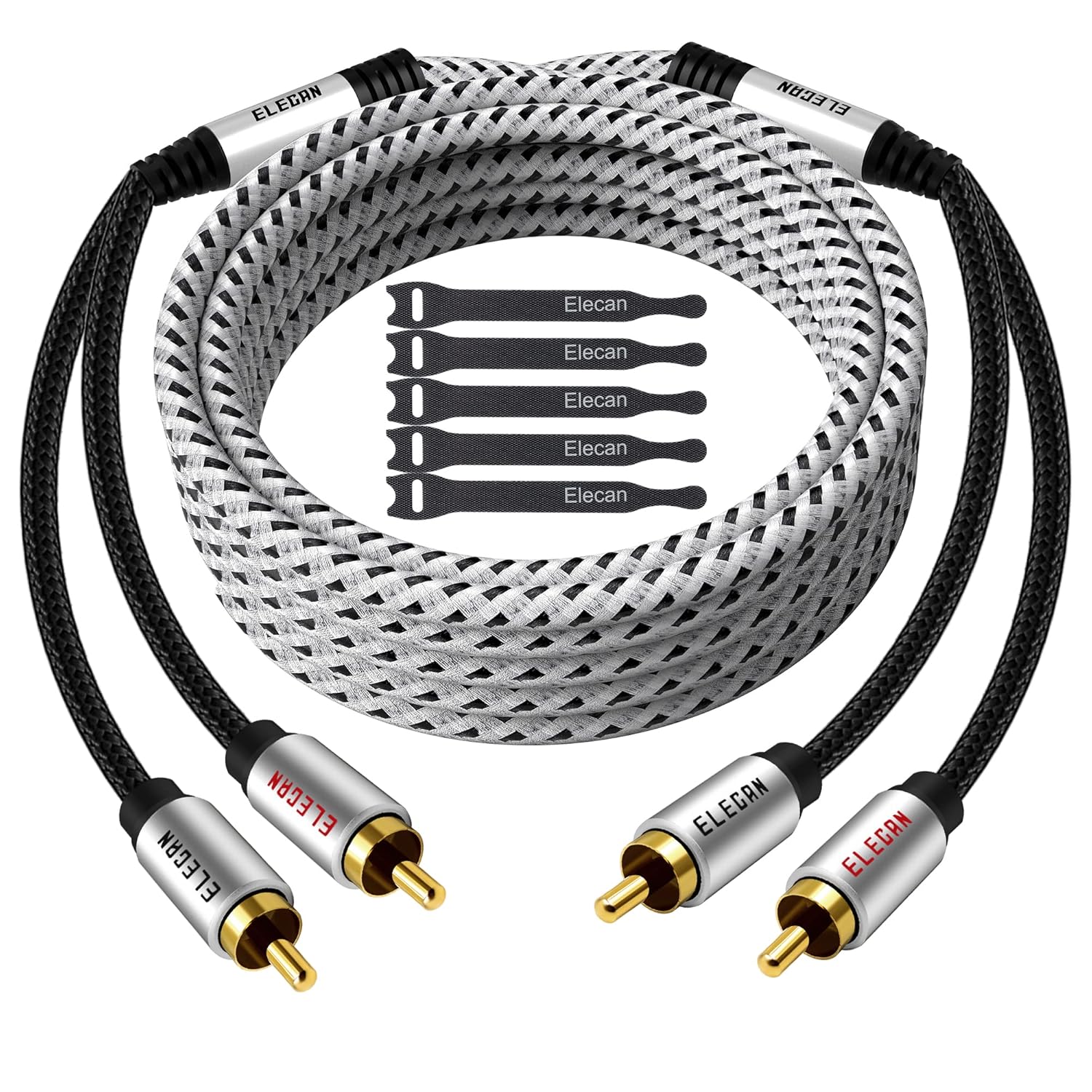 Elecan Premium RCA Cable 75 Ft for Hi-Fi Sound Quality