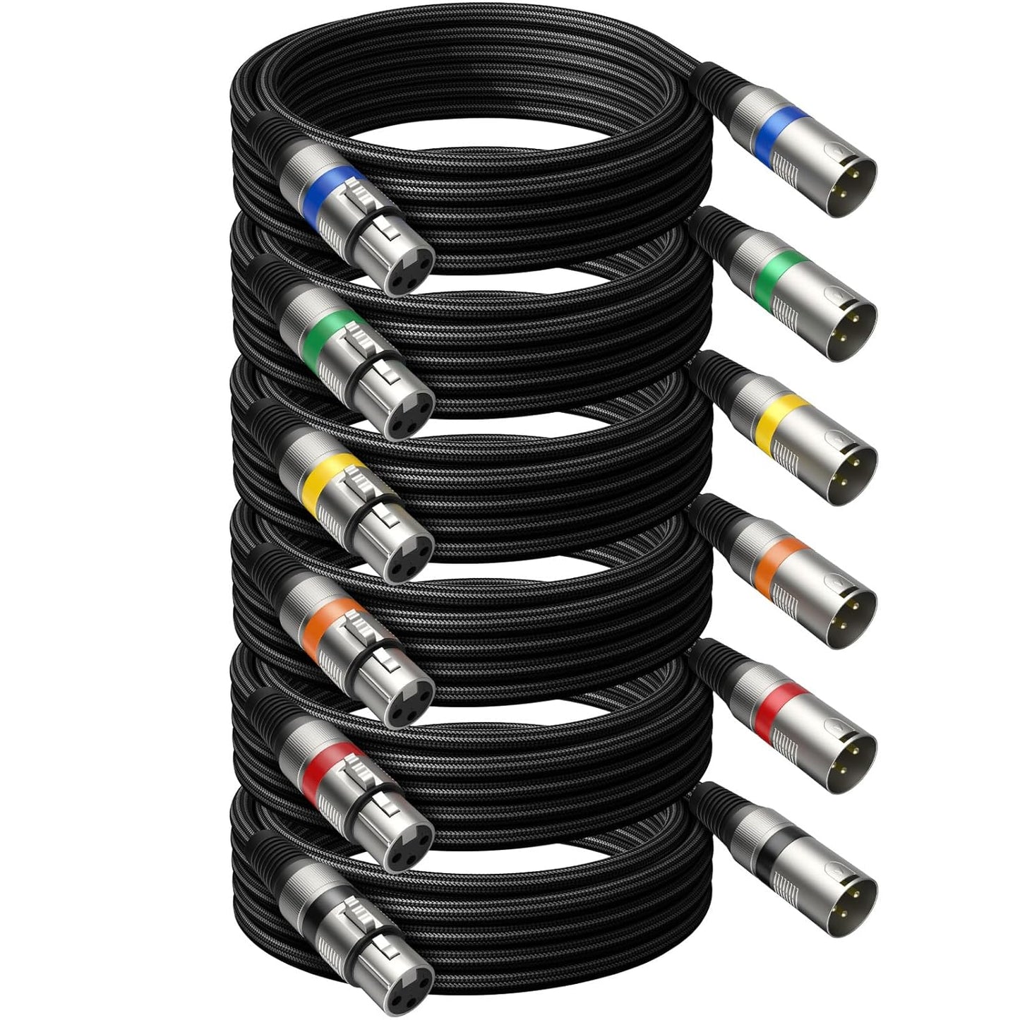Professional 6 Pack 25FT XLR Cables for Noise-Free Sound