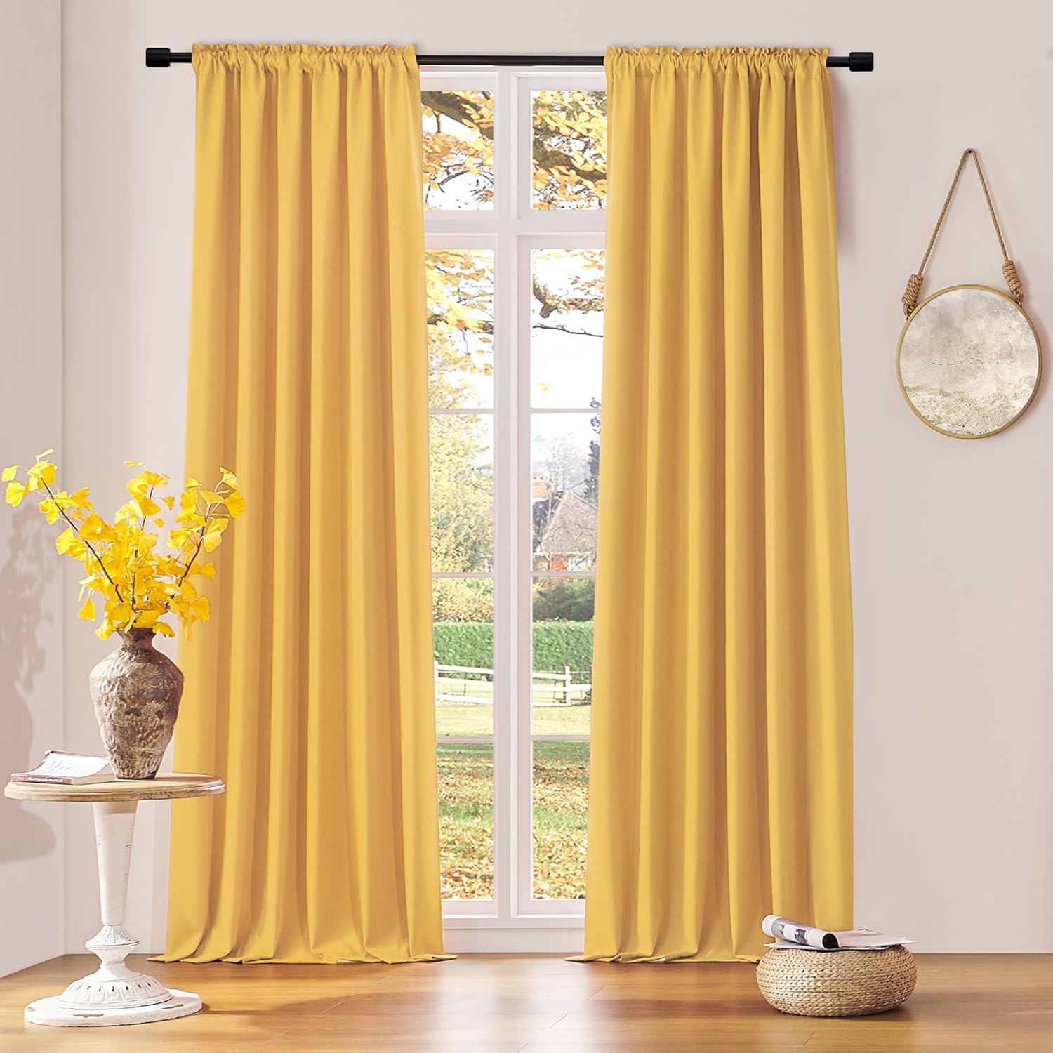 DONREN Gold Yellow Curtains for Bedroom - Thermal Insulated Panels
