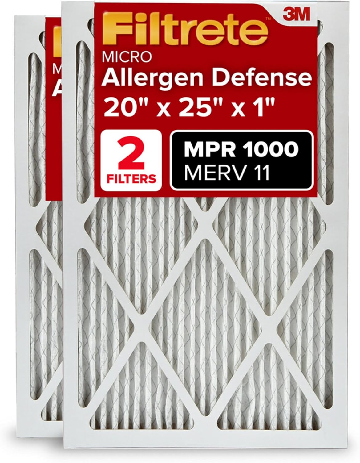 2 Pack Filtrete MERV 11 Air Filters - Smoke & Smog Capture