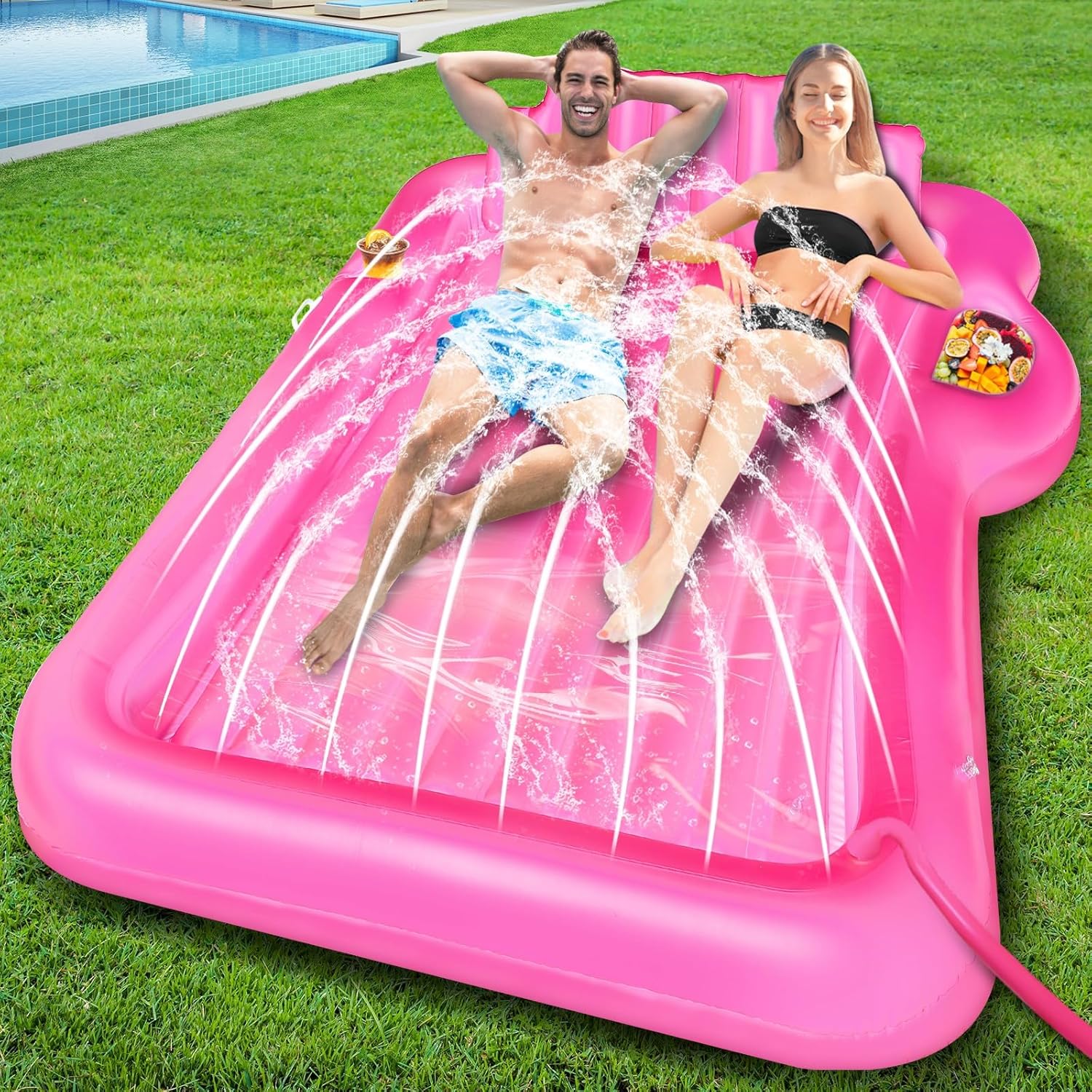 83 in x 63 in Extra Large Inflatable Tanning Pool Lounger Float