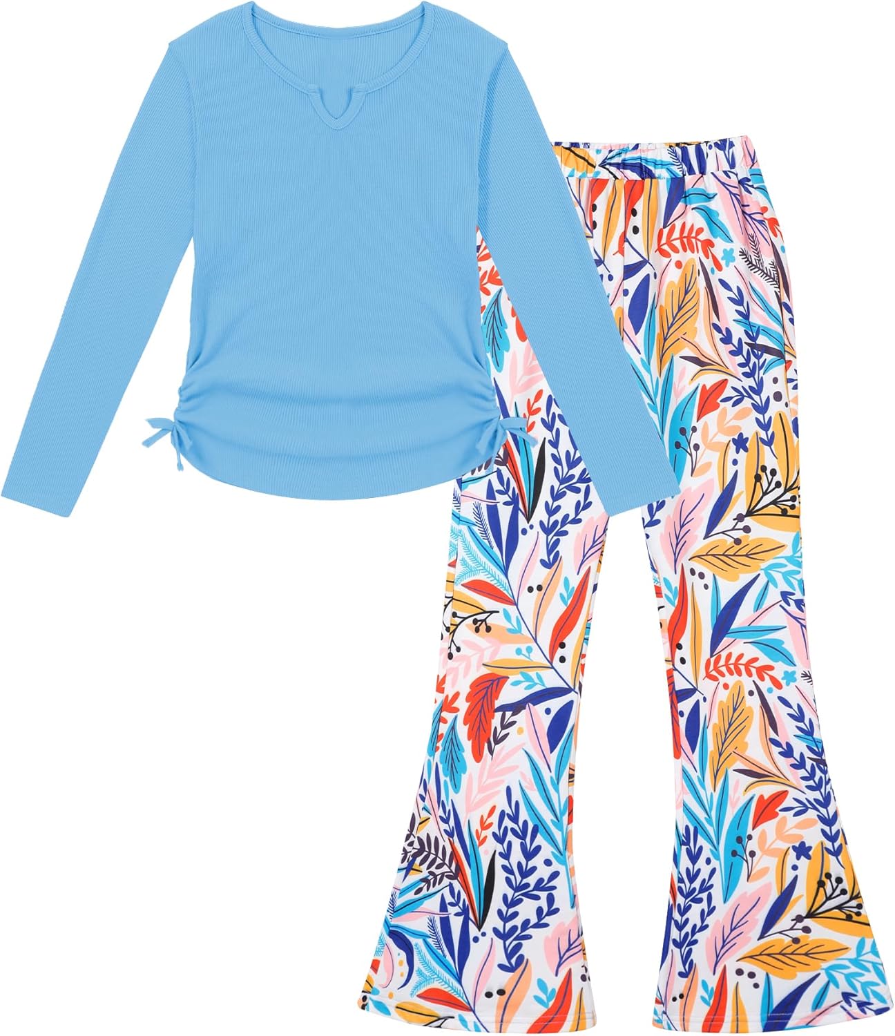 Crazyme Girls Clothes Long Sleeve T-Shirt and Bell Bottom Pants