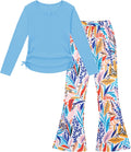Crazyme Girls Long Sleeve T-Shirt and Bell Bottom Pants Set - Cozy has