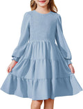 Arshiner Girls Dress Fall Boho Long Sleeve Shirred Smocked Tiered back