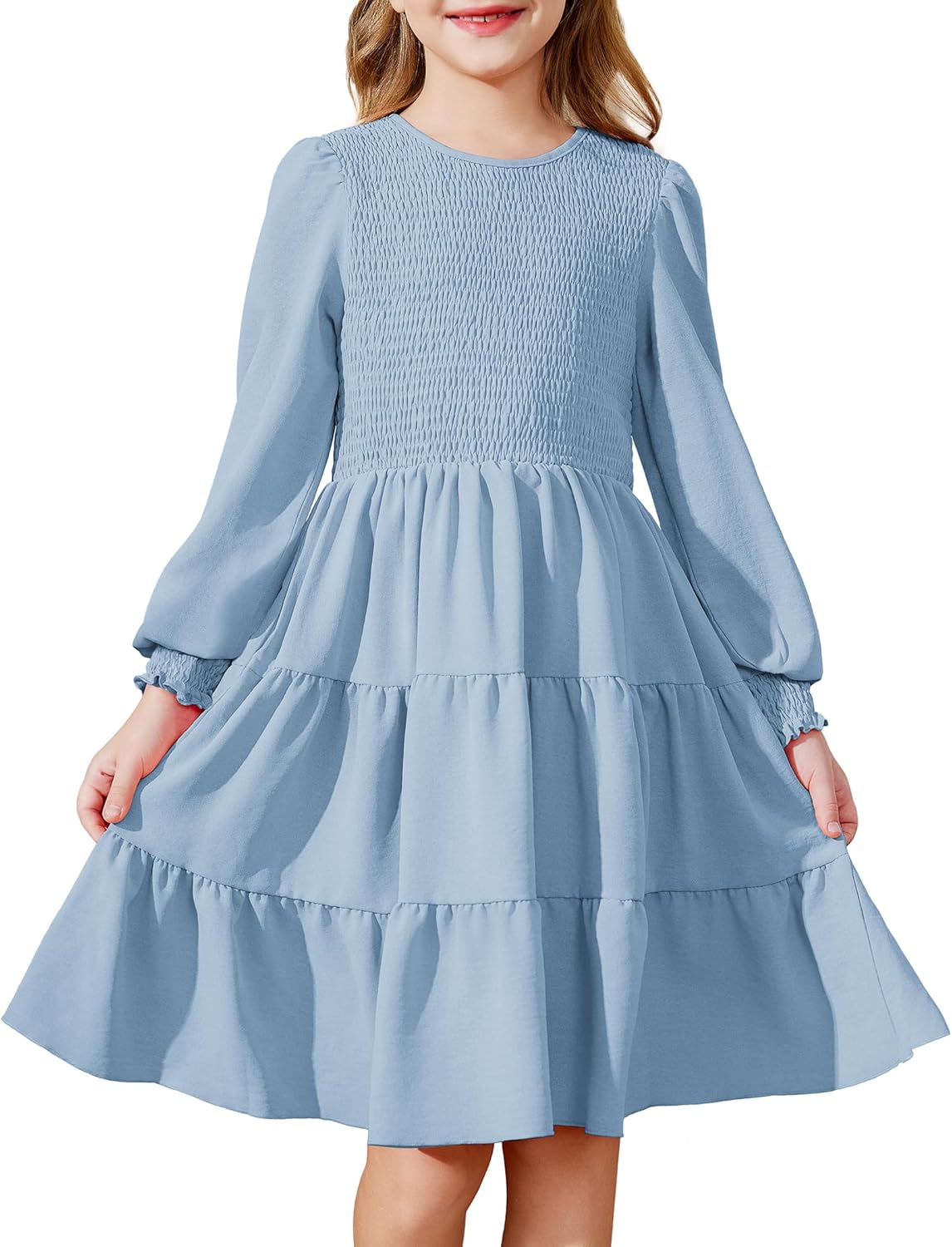 Arshiner Girls Dress Fall Boho Long Sleeve with Pockets