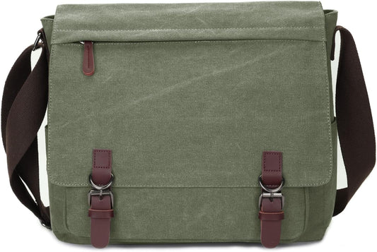 Durable Canvas Messenger Bag for Men and Women, 15.6 Inch