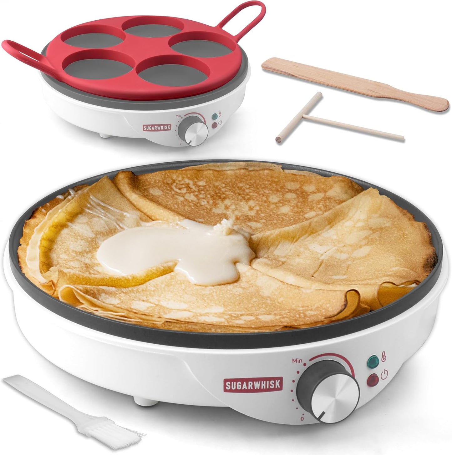12 Inch Electric Crepe Maker with Silicone Molds - Perfect Pancakes & More!
