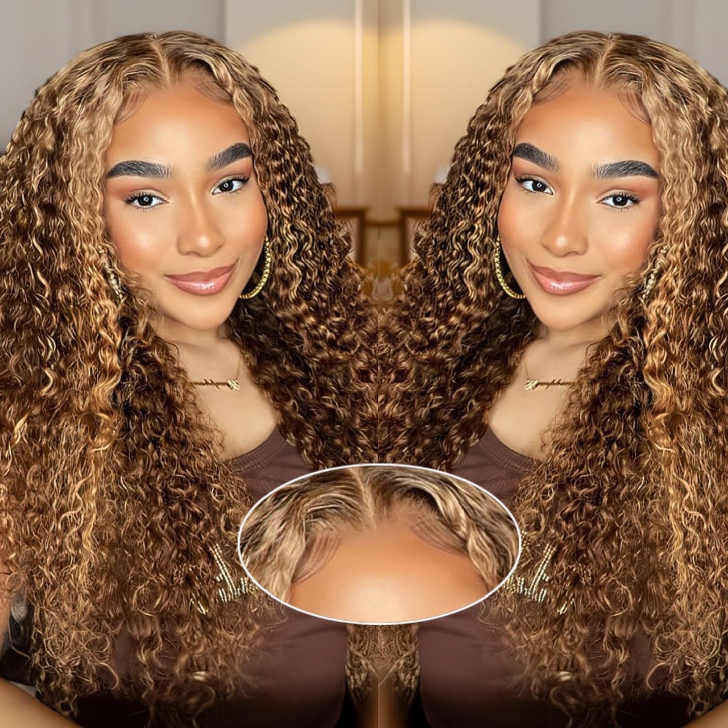 DULOVE Glueless Wigs Human Hair Deep Wave Lace Front 28 inch