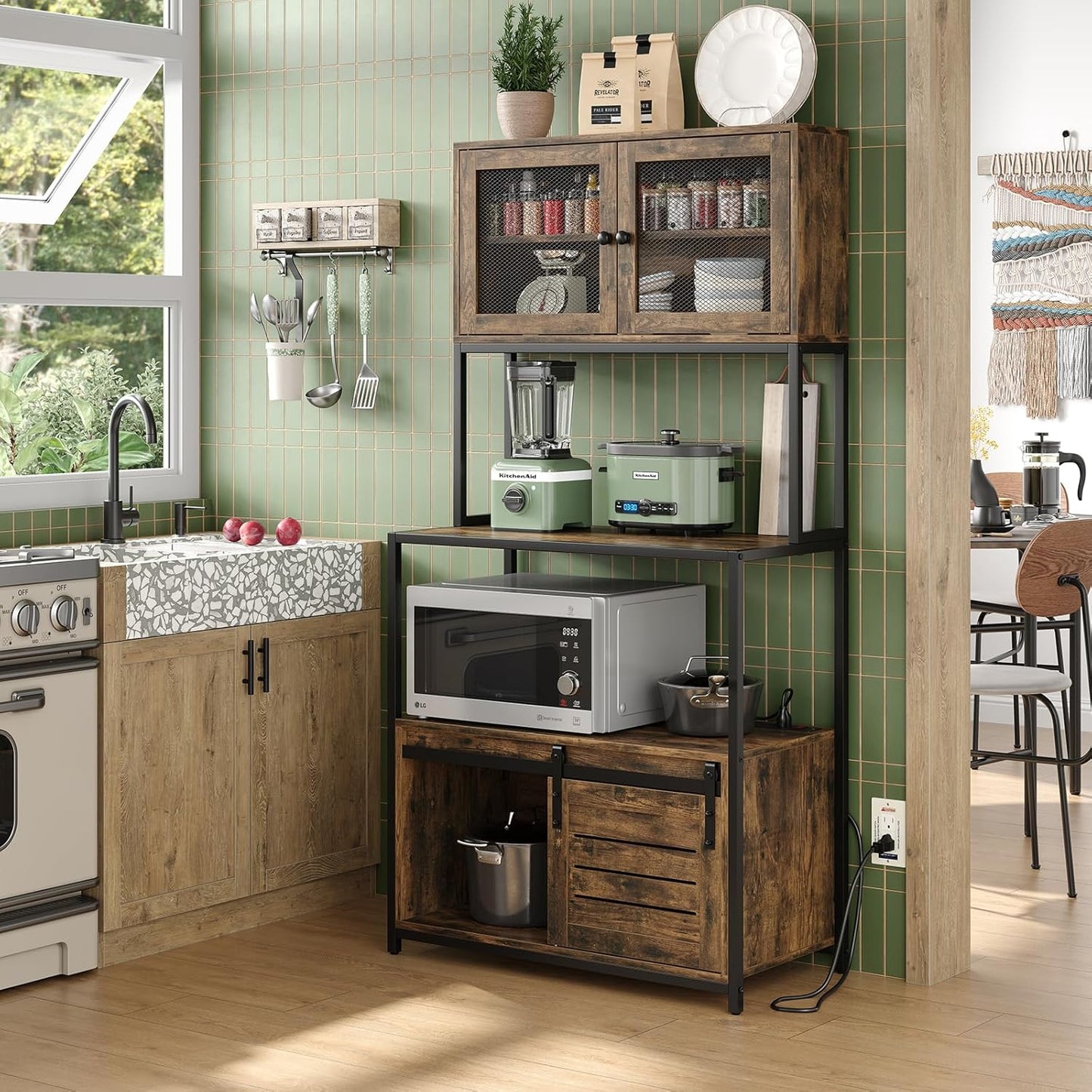 6-Tier Kitchen Bakers Rack with Power & Storage