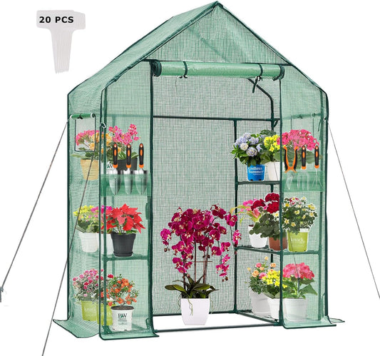 Walk-in Greenhouse with 6 Shelves for Outdoor Plant Care