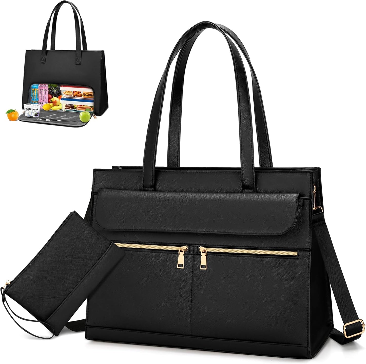 KKXIU 2-in-1 Laptop Lunch Tote Bag for Women, 15.6 Inch