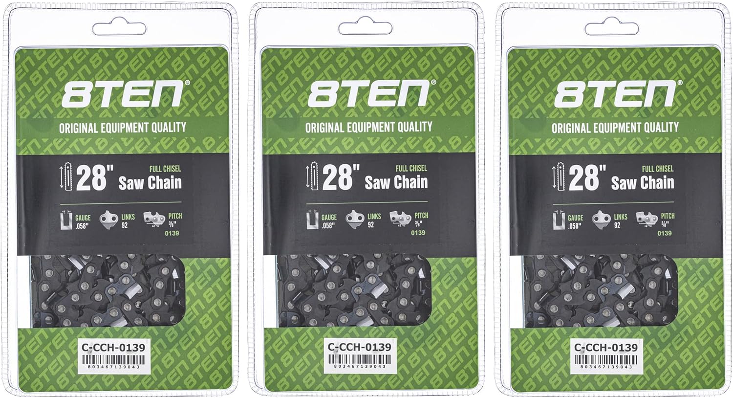 8TEN Full Chisel Chainsaw Chain 28 Inch for McCulloch Pro Mac 800