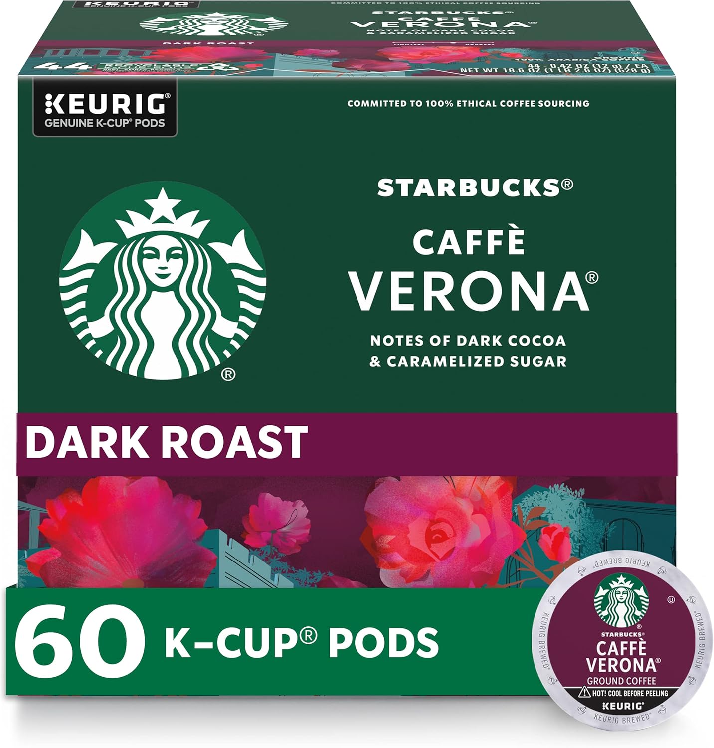Starbucks K-Cup Coffee Pods, Dark Roast Caffe Verona Blend