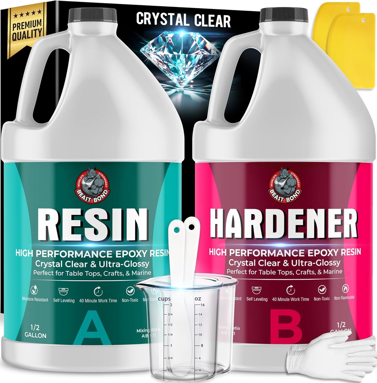 Epoxy Resin Kit - Ultra-Gloss Crystal Clear for DIY Crafts