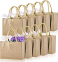 Burlap Tote Bag Set 10pcs - Reusable Jute Grocery & Gift Bags