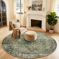 4x4 Round Bedroom Rug Washable - Soft Low Pile Non Slip Rug