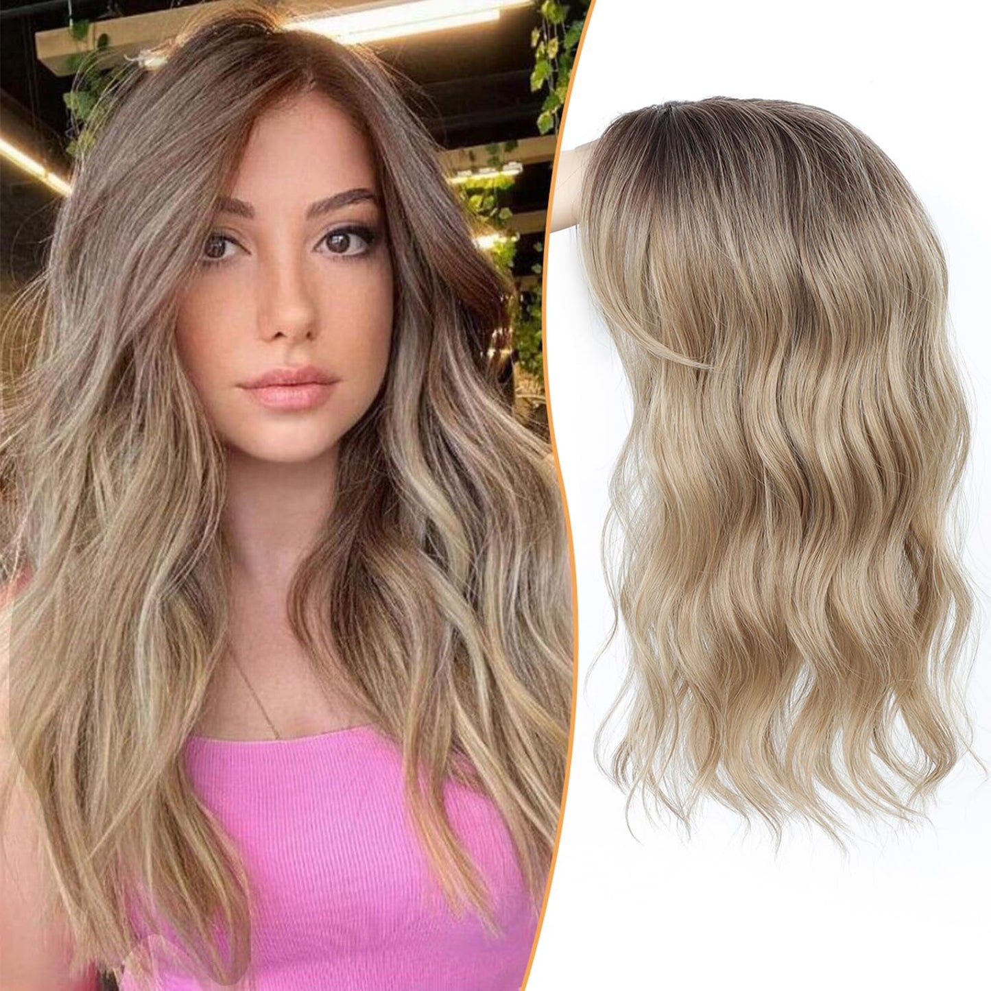 16 Inch Wavy Synthetic Clip-In Hair Topper for Women