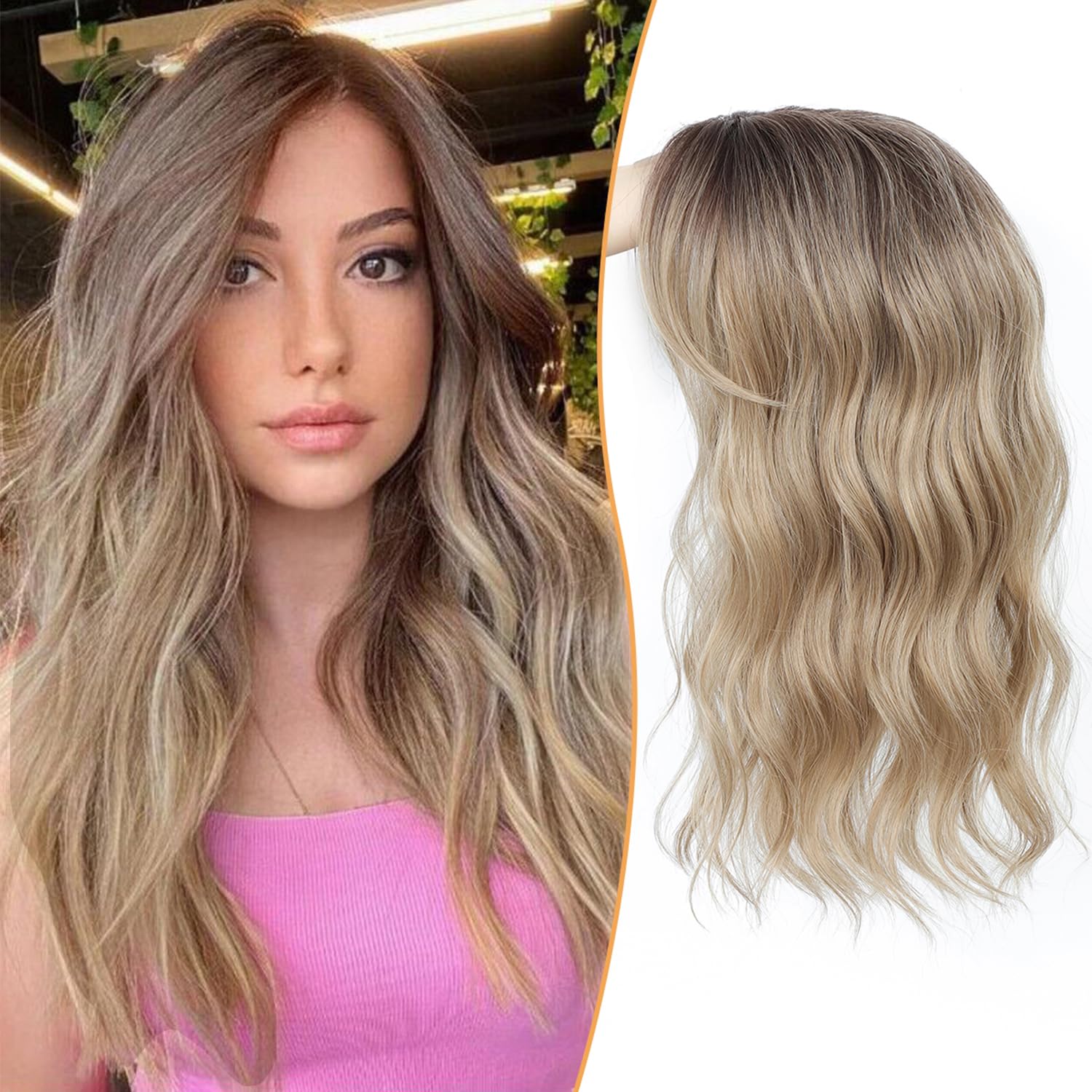 16 Inch Wavy Synthetic Clip-In Hair Topper for Women
