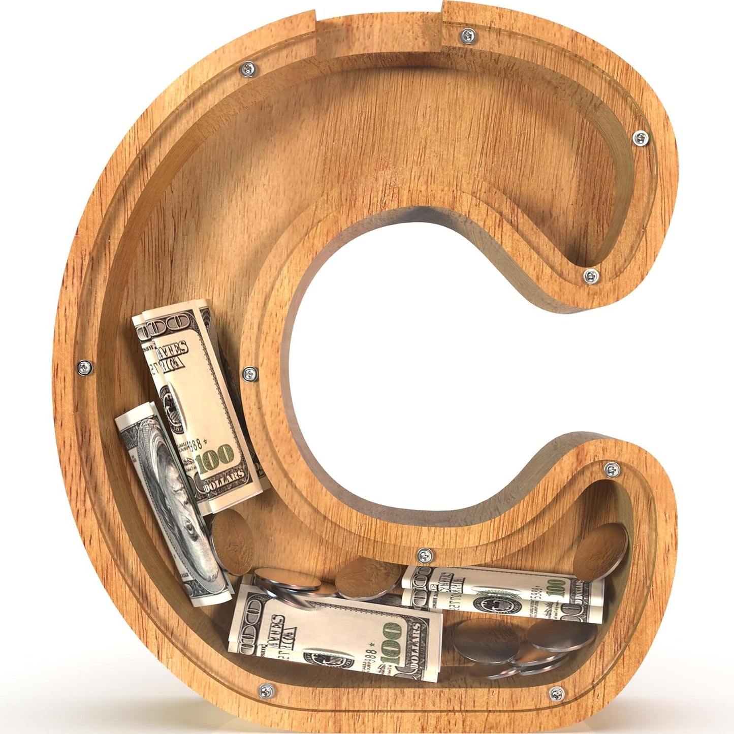 12 Inch Extra Large Wooden Letter Piggy Banks for Kids Savings