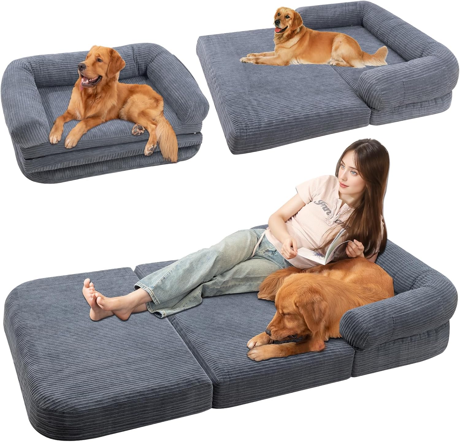Foldable Human Dog Sofa Bed for Comfort and Convenience